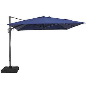 11FT Square Cantilever Patio Umbrella in Navy Blue(with Base)