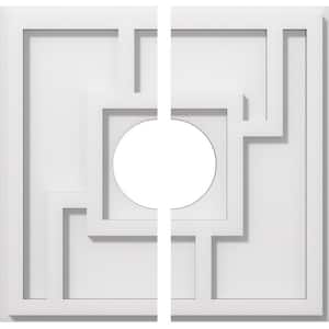 1 in. P X 4-3/4 in. C X 14 in. OD X 4 in. ID Knox Architectural Grade PVC Contemporary Ceiling Medallion, Two Piece