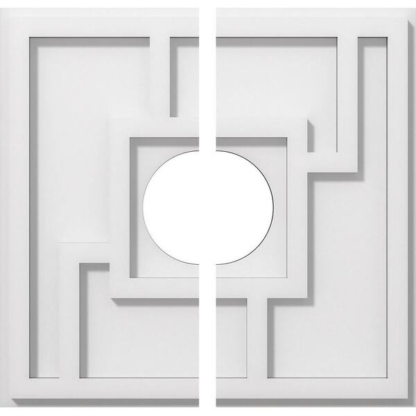 Ekena Millwork 1 in. P X 4-3/4 in. C X 14 in. OD X 4 in. ID Knox Architectural Grade PVC Contemporary Ceiling Medallion, Two Piece