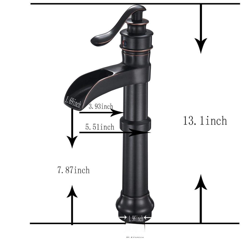 Single Handle Single Hole Bathroom Faucet High Arc Waterfall Vessel Sink Fa