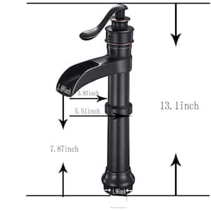 Single Handle Single Hole Bathroom Faucet High Arc Waterfall Vessel Sink Faucet in Oil Rubbed Bronze