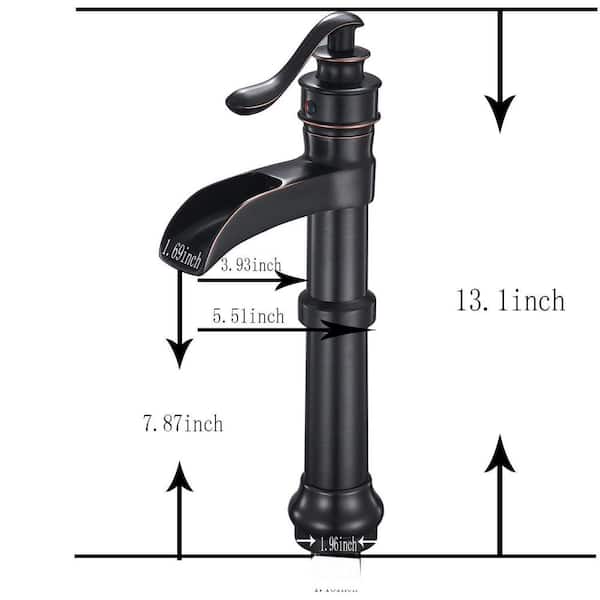 Unbranded Single Handle Single Hole Bathroom Faucet High Arc Waterfall Vessel Sink Faucet in Oil Rubbed Bronze