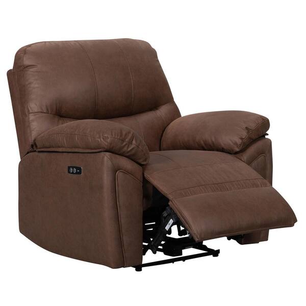 Fc Design Brown Power Recliner Chair With Usb Charging Port And Pillow Top Arms Electric Reclining Sofa 996060 Br The Home Depot