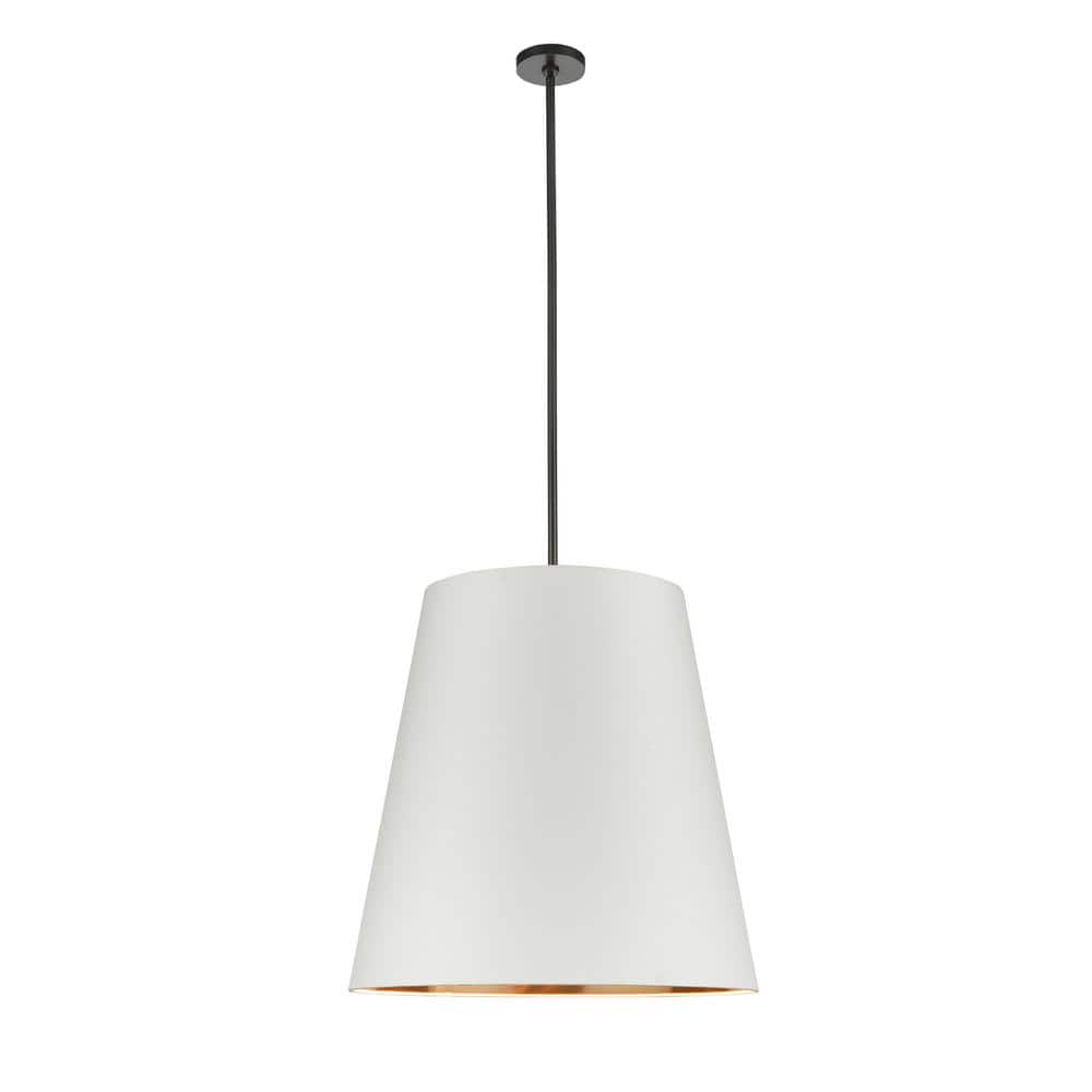 Calor 25 in. 3-Light 60-Watt Urban Bronze/White Linen with Gold Parchment P