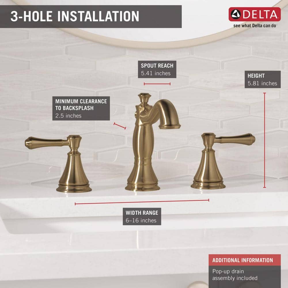 Cassidy 3-Hole Bronze Widespread Bathroom Faucet with Drain Assembly