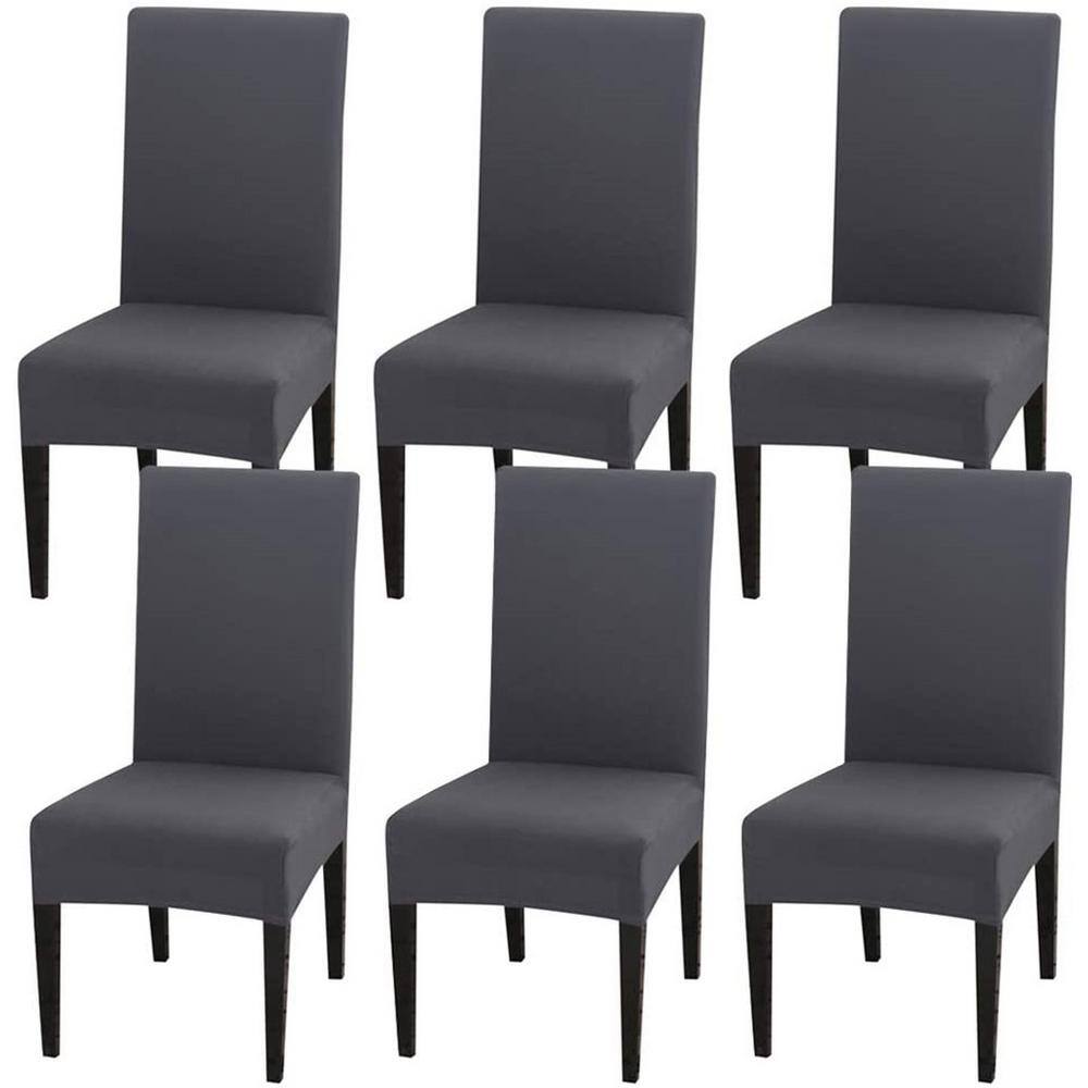 Shatex Dark Gray Stretch Dining Chair Covers Washable Removable Short