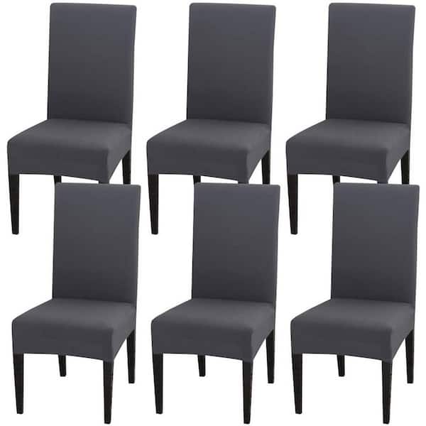 Shatex Dark Gray Stretch Dining Chair Covers Washable Removable Short