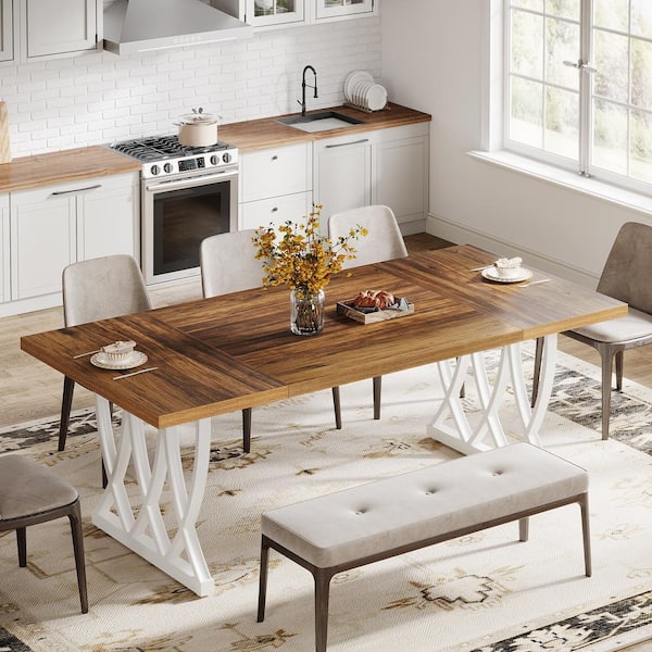BYBLIGHT Roesler Rectangular Brown and White Wood 70.86 in