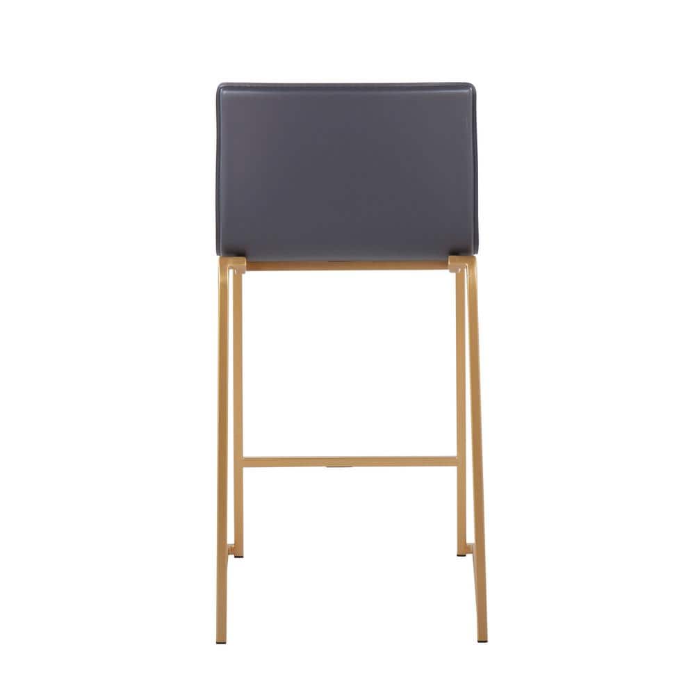 Elegance Gold Metal & Grey Faux Leather Counter Stools - Set of 2