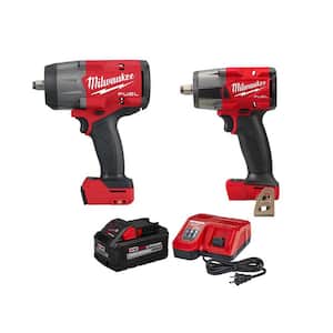 M18 FUEL 18-Volt Lithium-Ion Brushless Cordless 1/2 in. Impact Wrench & Mid Torque Impact Wrench w/8Ah Battery & Charger
