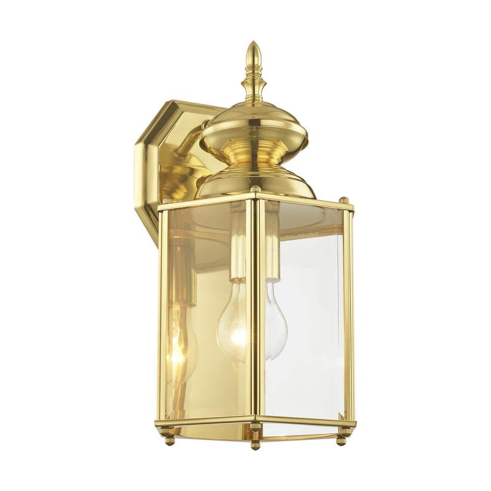Elegant Polished Brass Lantern Sconce with Clear Beveled Glass