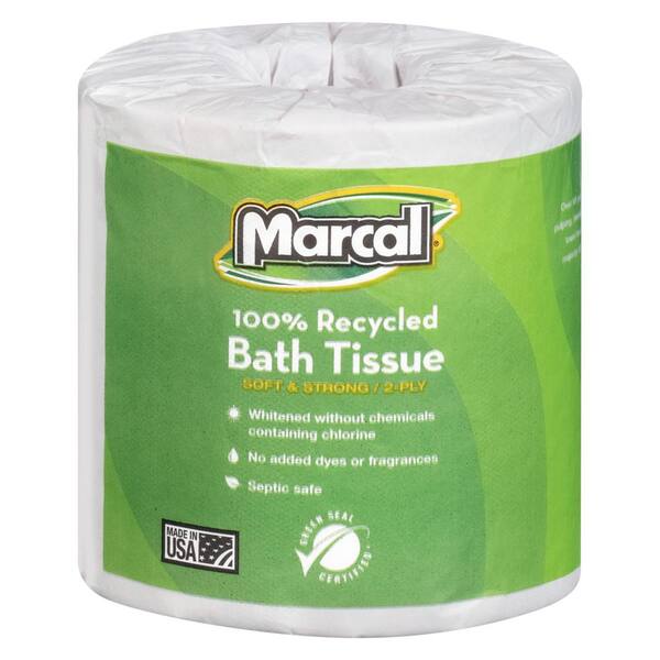 Marcal 100% Recycled 4.3 in. x 3.66 in. Fluffy Bath Tissue 2-Ply (80-Rolls)