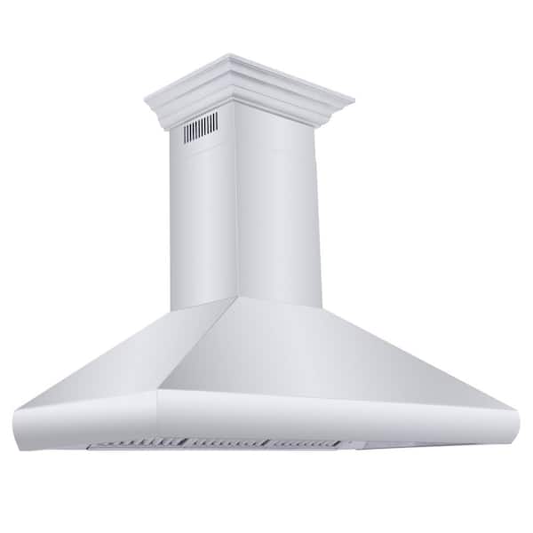 ZLINE Kitchen and Bath 48 in. 500 CFM Convertible Vent Wall Mount Range Hood with Crown Molding in Stainless Steel