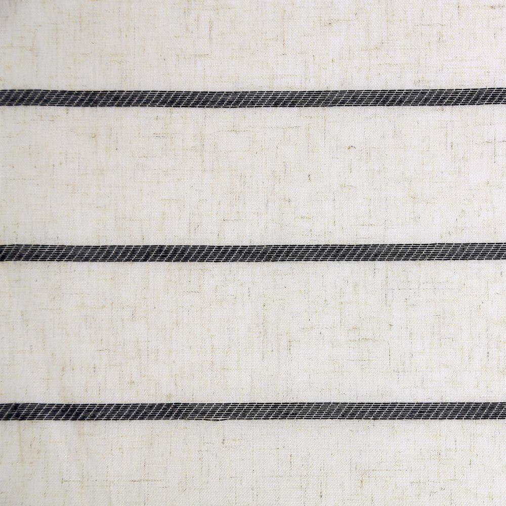 Black and Beige Twill Stripe Linen Blend Sheer Rod Pocket Valance