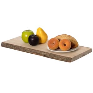 20 in. Rustic Natural Tree Log Wooden Rectangular Shape Serving Tray Cutting Board