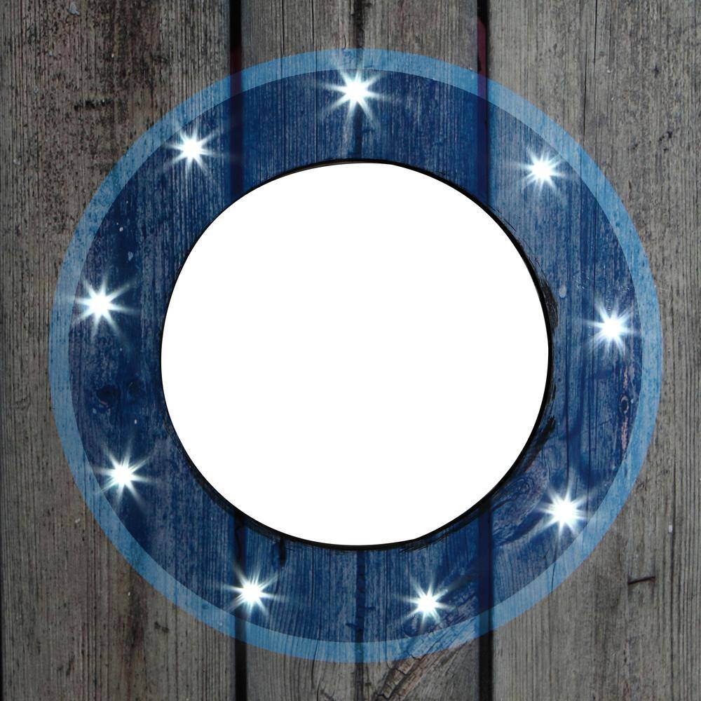 Distressed Wood LED Cornhole Set with Blue and White Bean Bags
