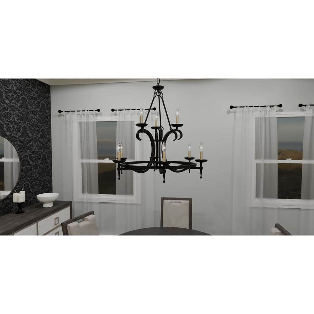 Octavia Black Iron 9-Light Candle Chandelier