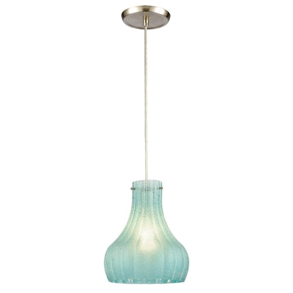 Titan Lighting Cinco 1-Light Satin Nickel Mini Pendant Light with Glass Shade