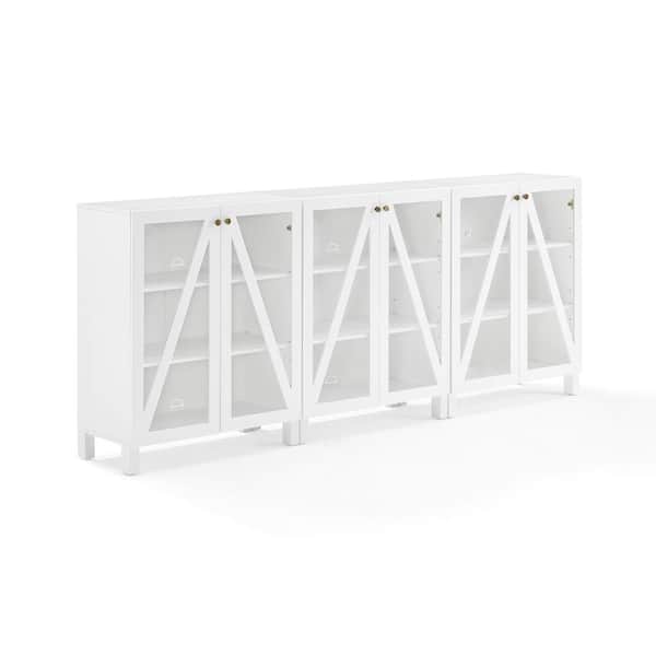 CROSLEY FURNITURE Cassai White 3-Pieces Media Storage Cabinet Set