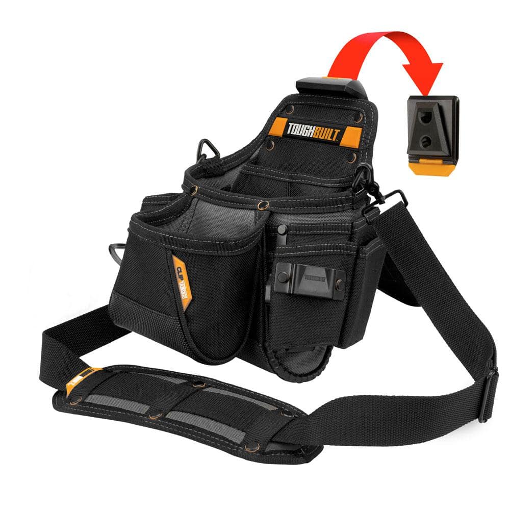 TOUGHBUILT Journeyman Electrician Pouch + Shoulder Strap in Black, with  ClipTech Hub, 21-pockets and rugged 6-layer construction TB-CT-114 - The  Home Depot