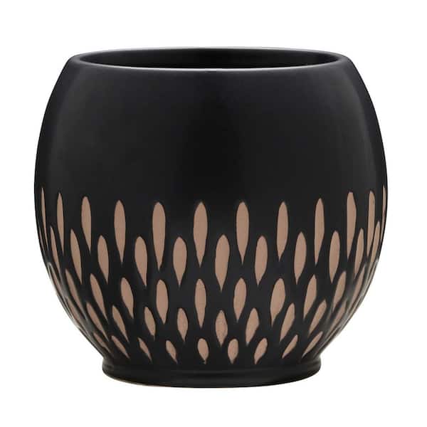 Ava 1.59 Wt. Ceramic Round Planter (L x 6.1 in. W x 6.1 in. H x 5.5 in.) in Brown Finish