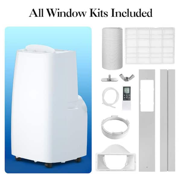 Unbranded - 14,000 BTU Portable Air Conditioners for Room Up to 700 Sq. Ft. w/ Dehumidifier,Fan,Remote and Heater in White,24H Timer