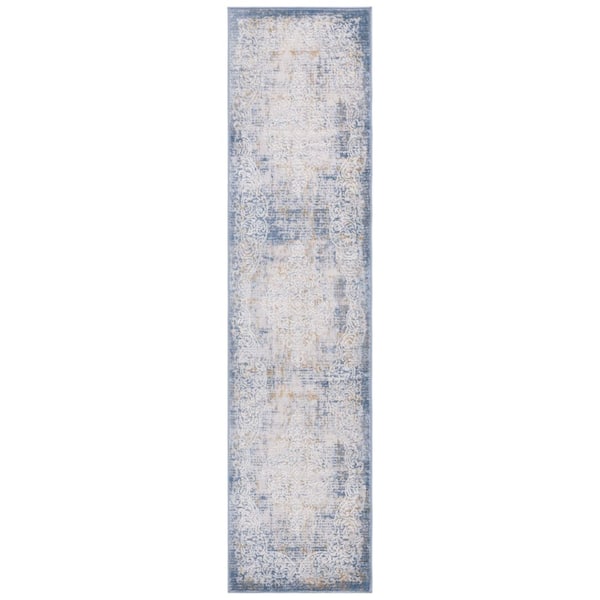 SAFAVIEH Palma 2 ft. x 5 ft. Beige/Blue Ornate Gradient Runner Rug
