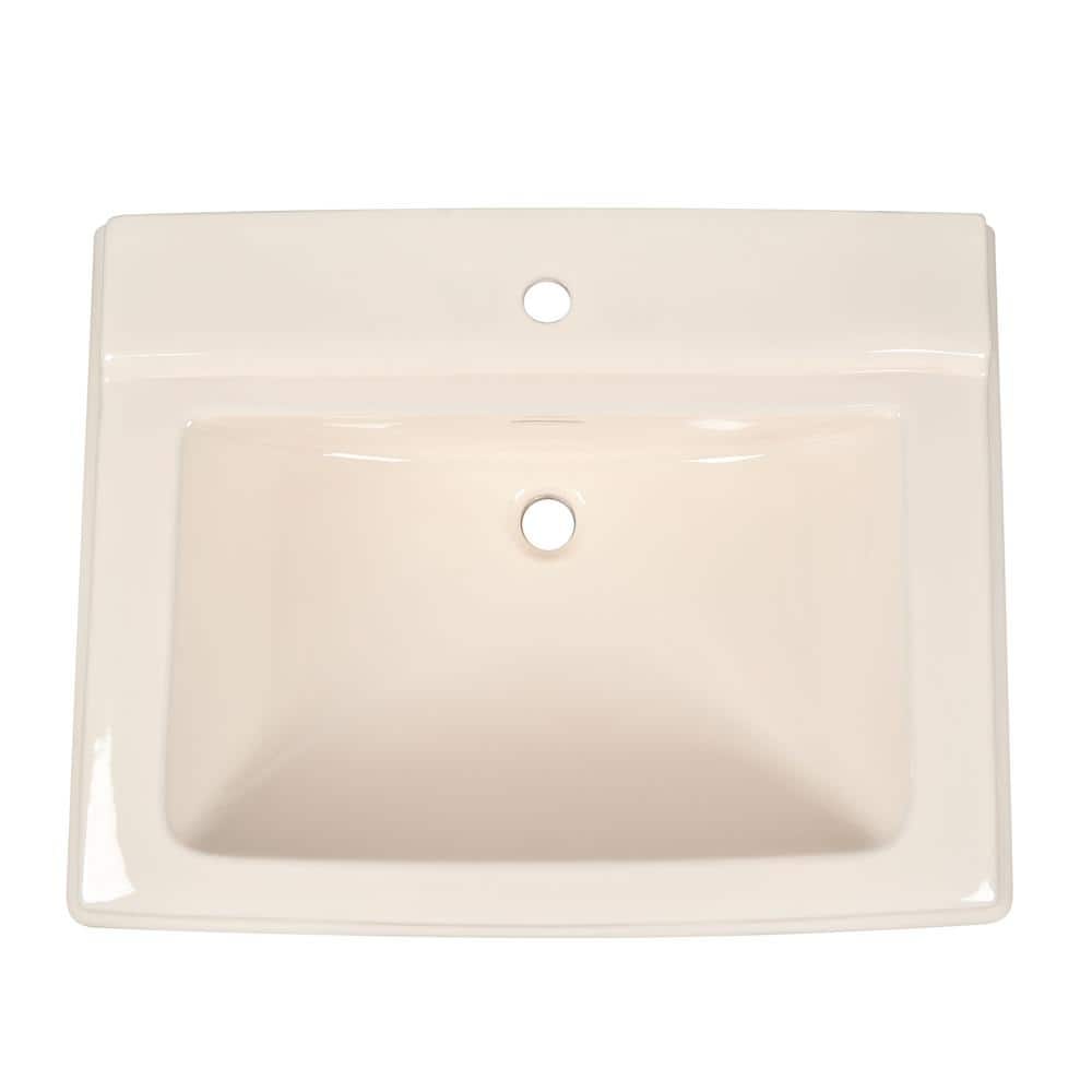 Bone Ceramic Single Hole Pedestal Bathroom Sink