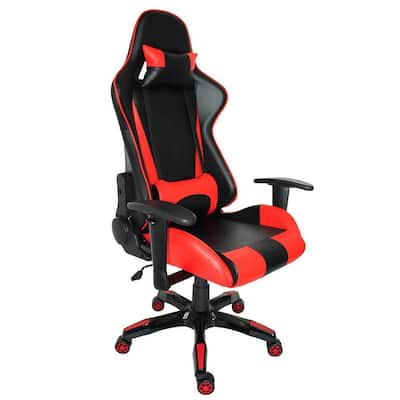 Motor Racing Style Red Faux Leather Gaming Chair