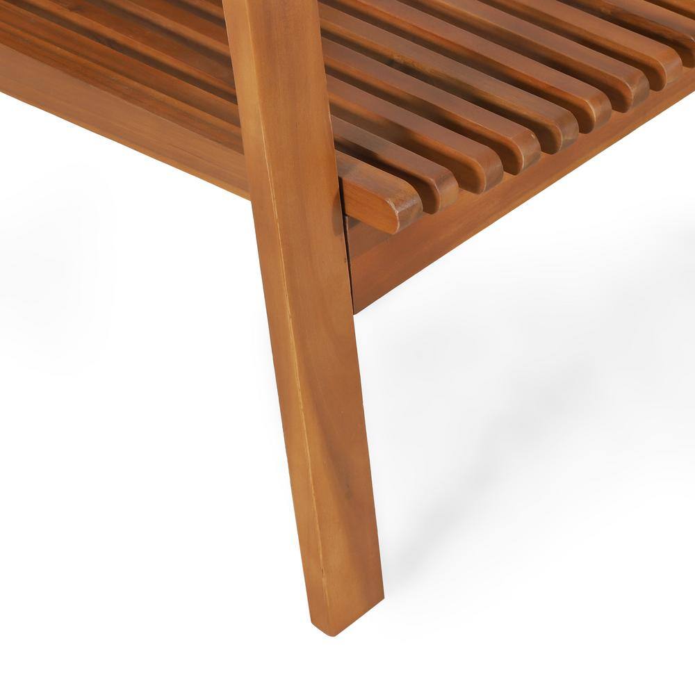 Teak Acacia Wood Slatted Club Chair with Armrests