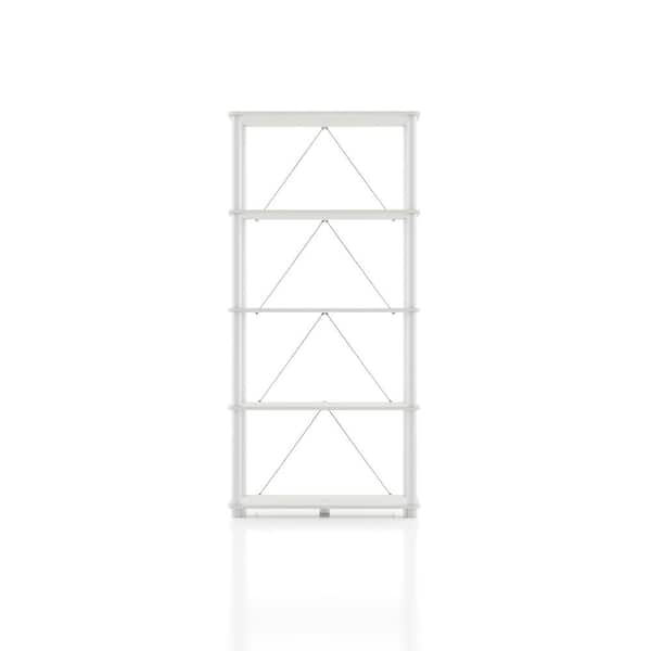 Quincy 58.2 in. Tall White Engineered Wood Wide 5-Shelf Modular Bookcase With Support Rods