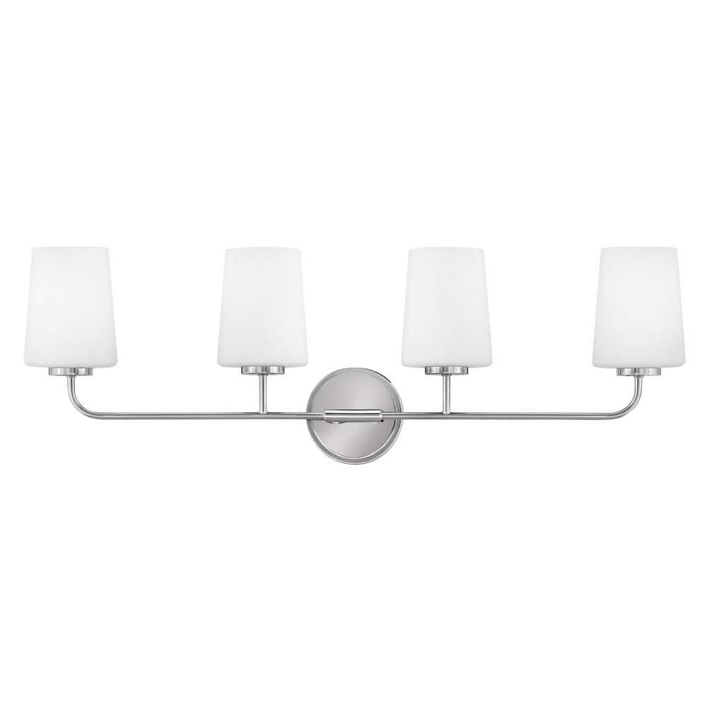 Lark Kline Chrome 4-Light Dimmable Vanity with Etched Opal Shades