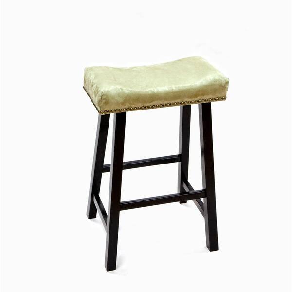 Carolina Cottage 24 in. Black Valencia Bar Stool with Apple Green Upholstered Seat-DISCONTINUED