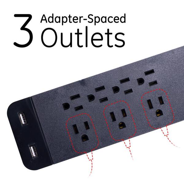 Extension Lead with USB Ports 3 Way Outlets 6 USB Ports Surge Protection Power 2 