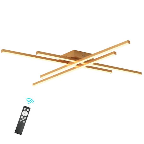 UMEILUCE 38 in. 4-Light Gold Straight Linear LED Dimmable Flush Mount for Living Room Bedroom Foyer