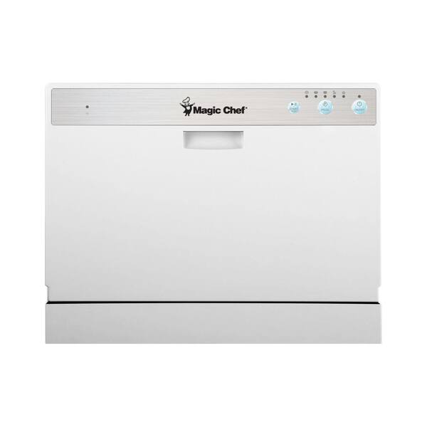 Magic Chef Countertop Portable Dishwasher in White with 6 Place Settings Capacity