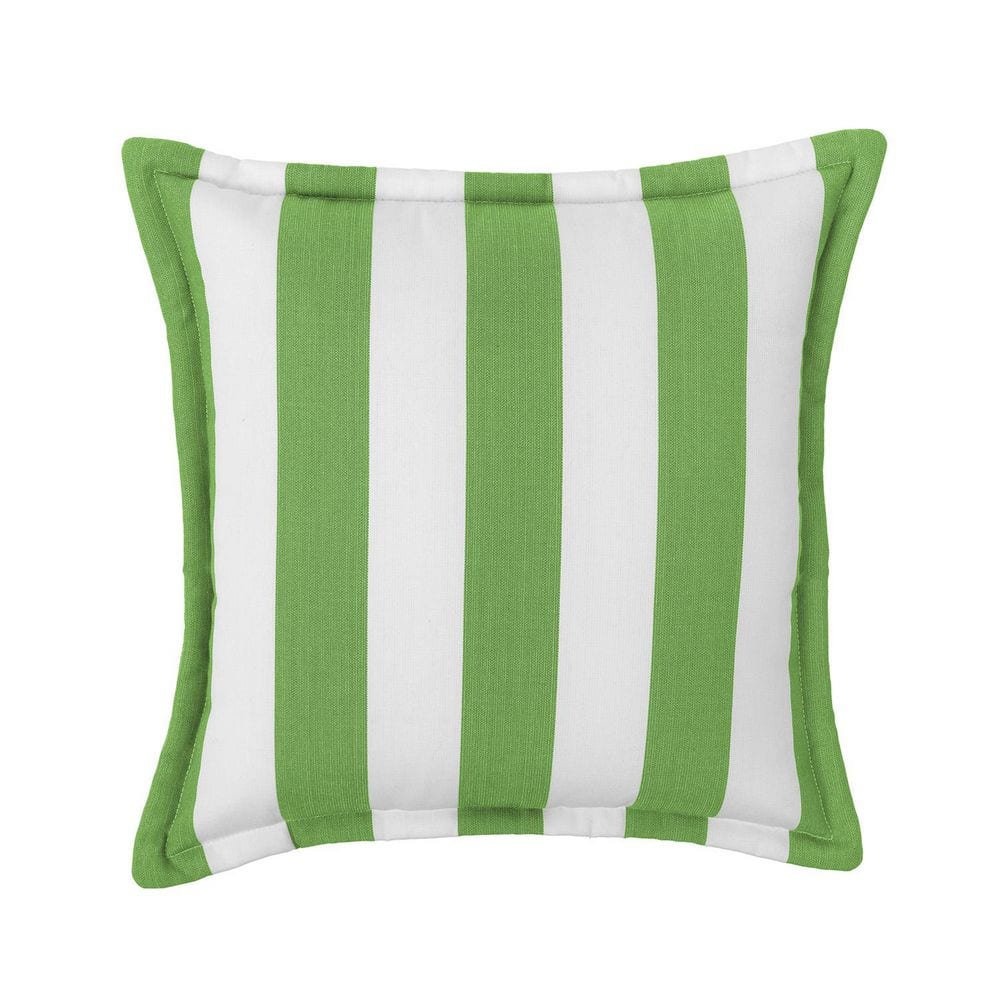 Cabana Stripe Green/White Set of Two 20 in. Flanged Outdoor Throw Pillows with Fill, with Zipper price history on PriceWatchPro