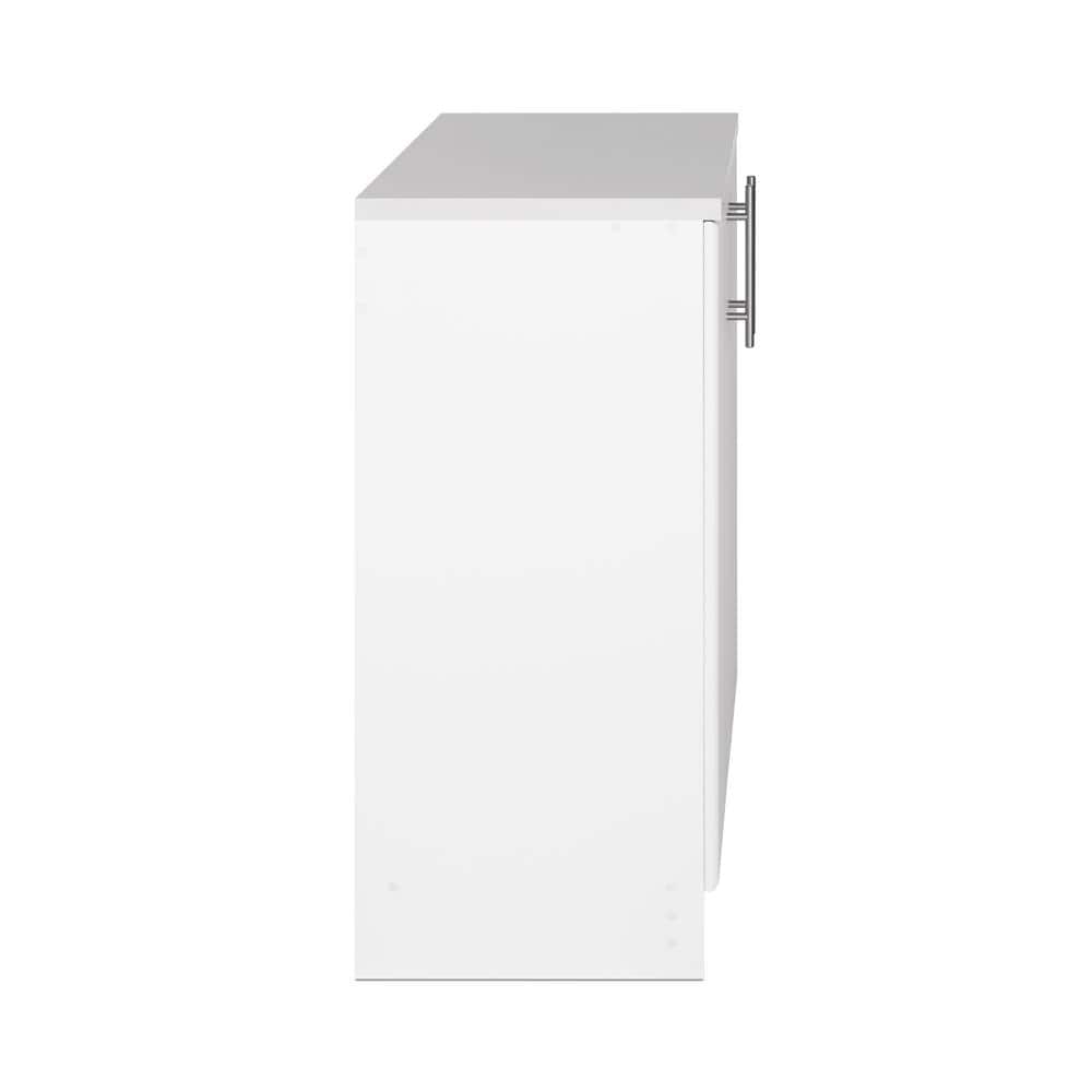 Freestanding White Office Storage Cabinet with Adjustable Shelving