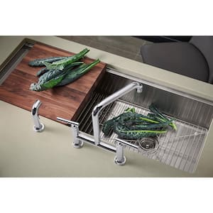 Stages Workstation Undermount Stainless Steel 45 in. Single Bowl Kitchen Sink Kit with Included Accessories