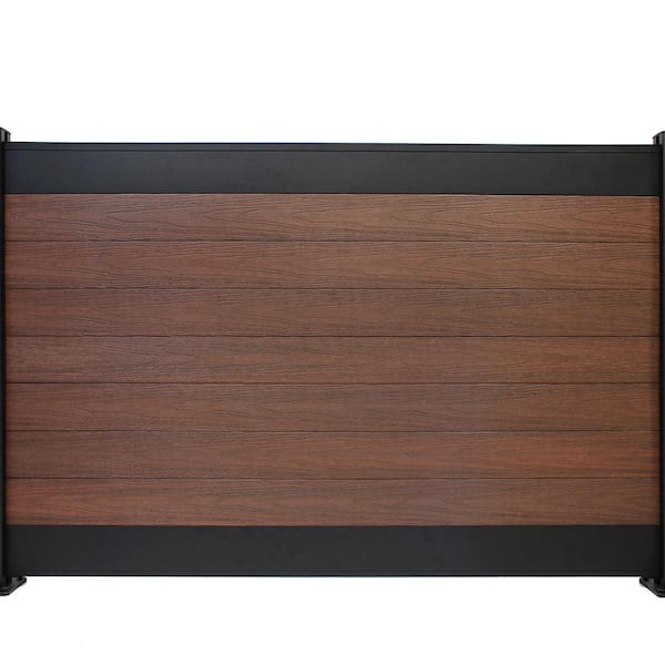 EuroFence Euro Style 4 ft. x 6 ft. Black Top Black Rose Aluminum/Composite Horizontal Fence Panel