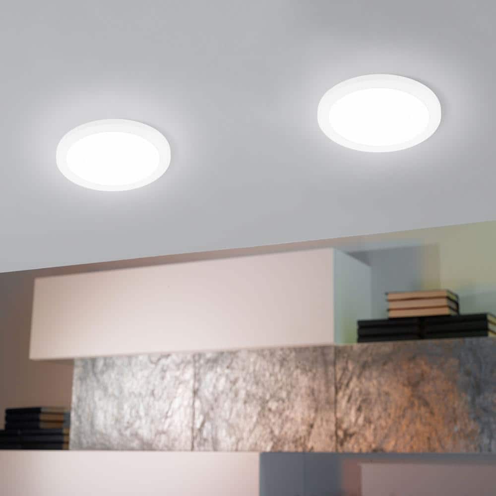 Eglo Trago 9" Contemporary Brushed Nickel LED Flush Mount Light