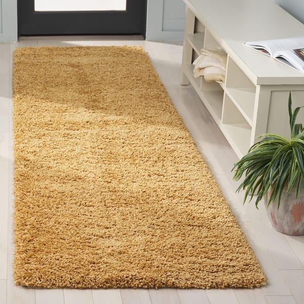 Hudson Shag 2 ft. x 8 ft. Gold Solid Runner Rug