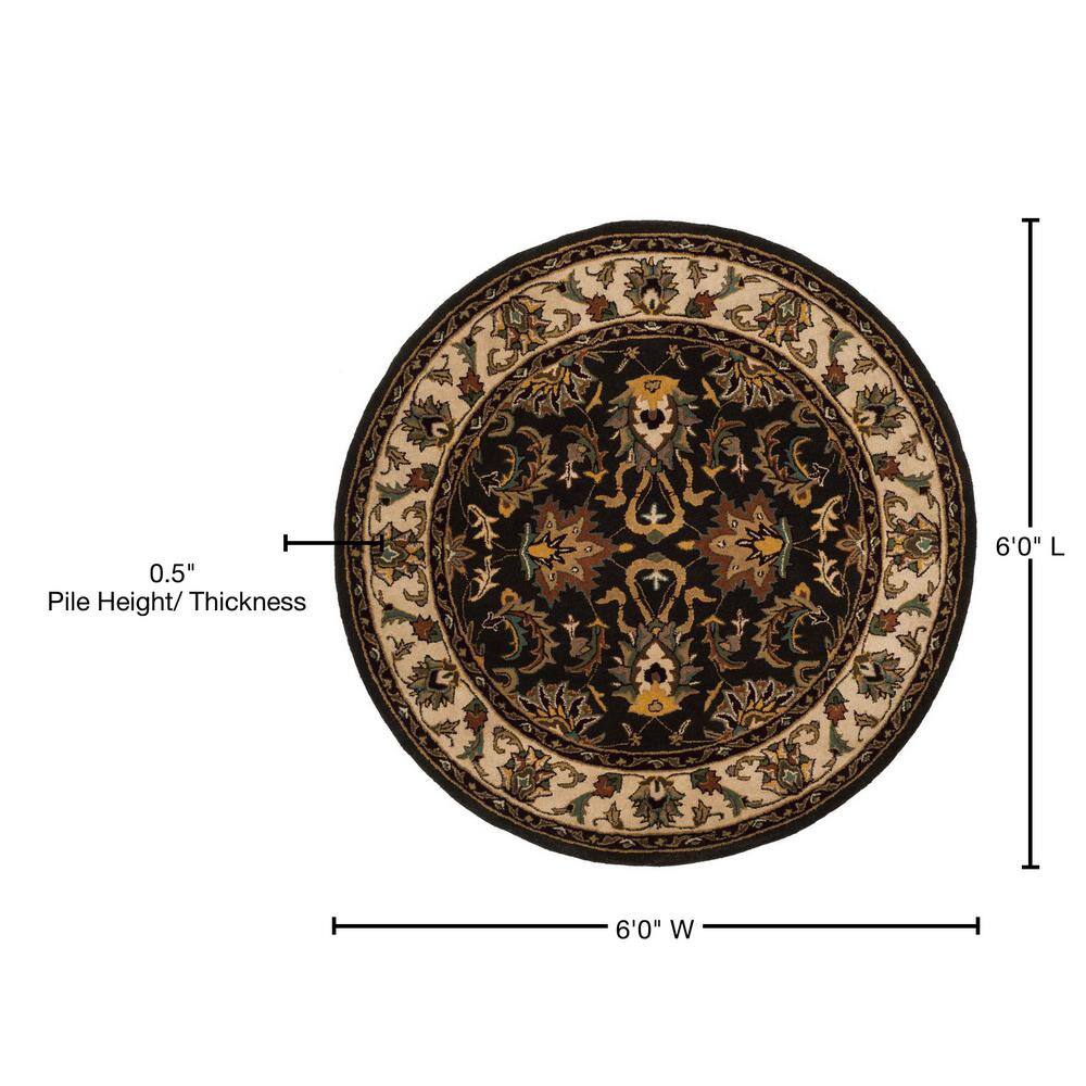 Handmade Heritage Black Wool 6' Round Tufted Area Rug