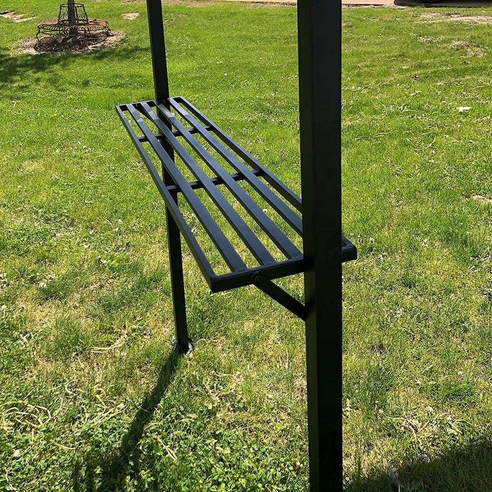 8 Ft. Black Steel Grill Gazebo with Shelving