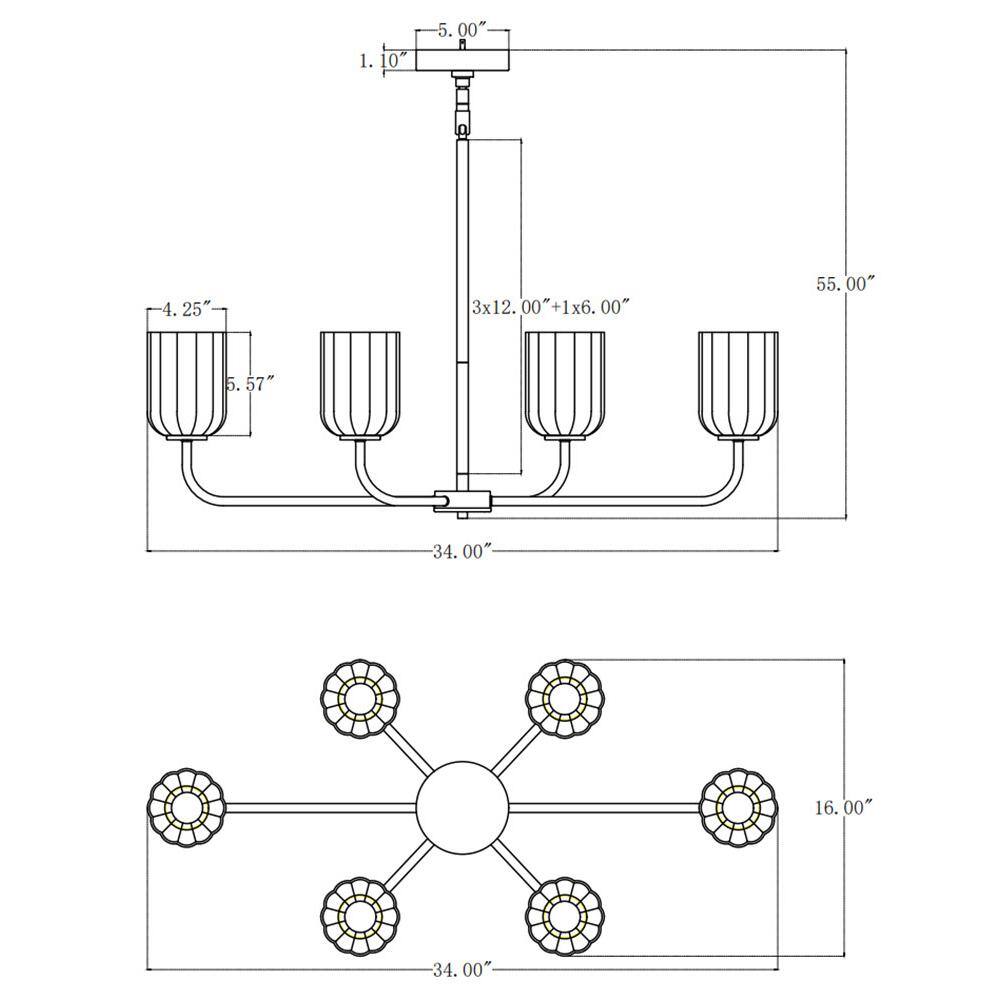Parkmont Brushed Nickel 6-Light Chandelier with White Glass Shades