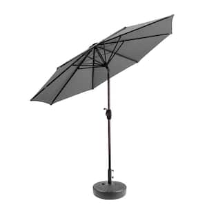 Harris 9 ft. Market Patio Umbrella in Gray with Black Round Hard Plastic Base