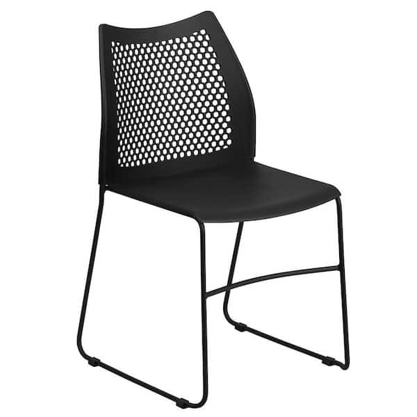 Plastic Stackable Chair with Air-Vent Back in Black