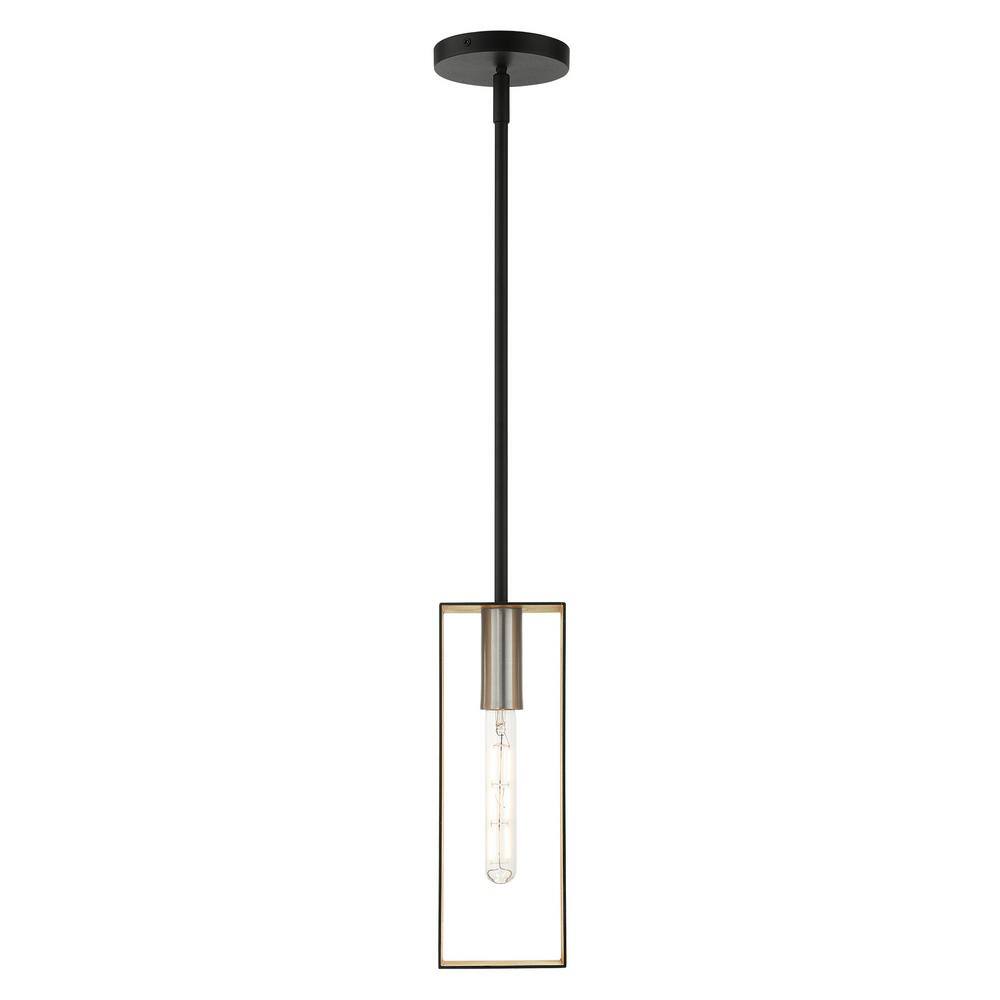 Urban Loft Textured Black and Brushed Nickel 1-Light Pendant