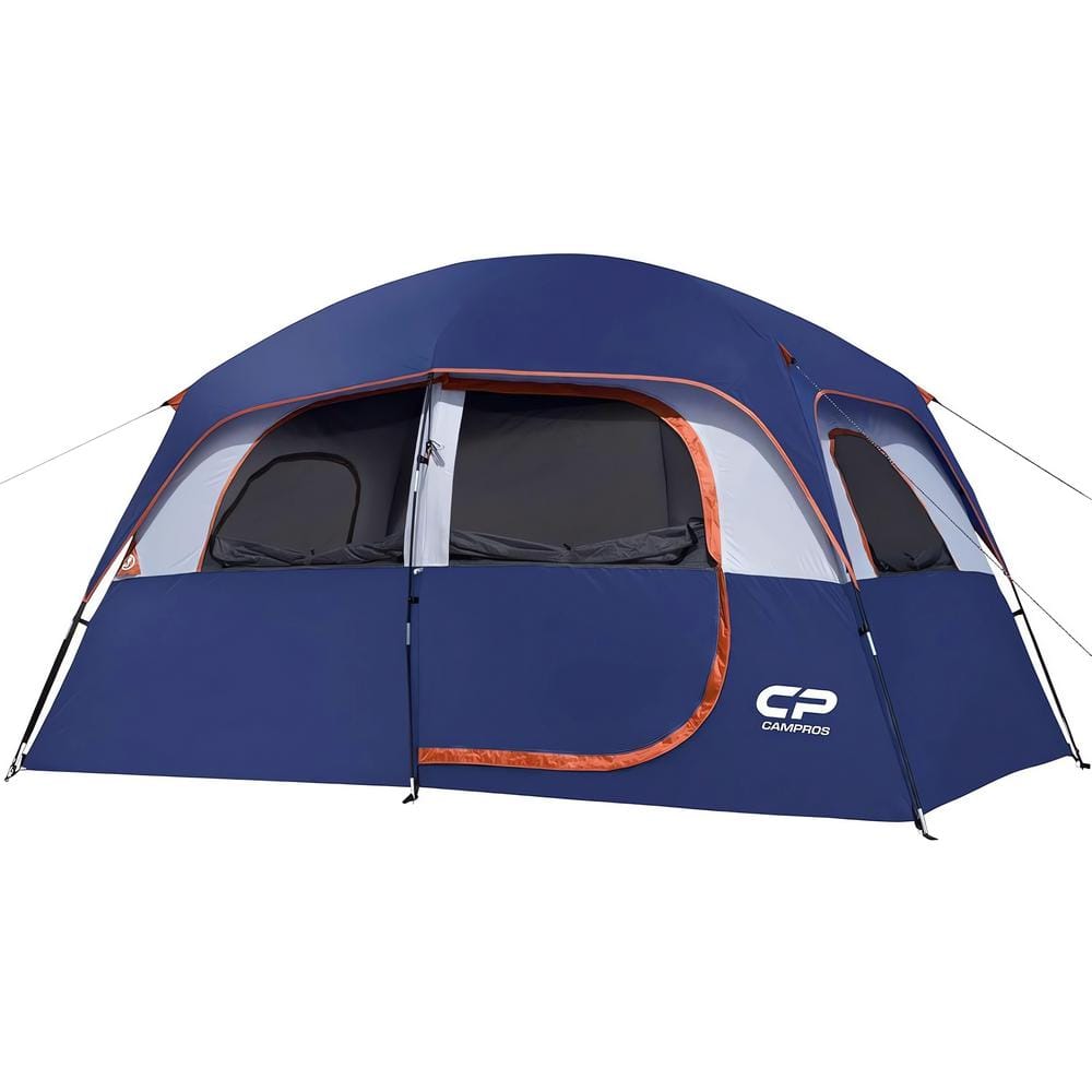Blue Tent-6-Person-Camping-Tents, Waterproof Windproof Family Tent with Top