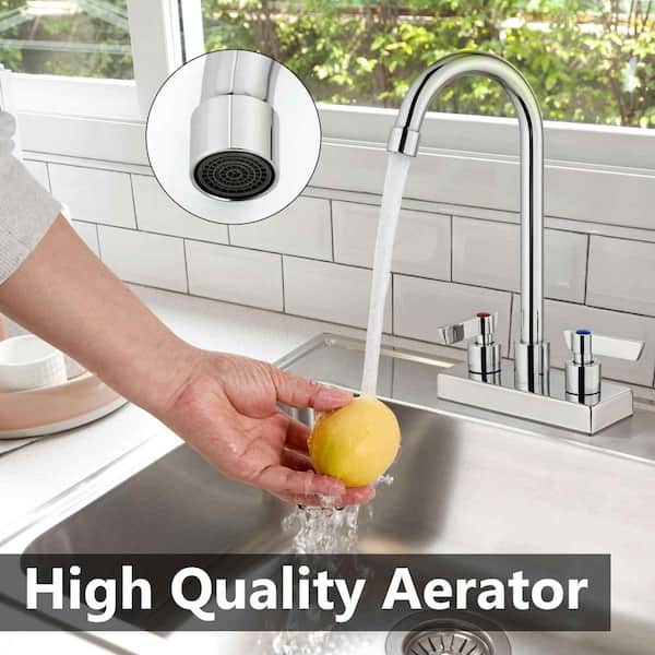 11.4 in. H x 6.29 in. W x 0.9 in. D Centerset Bar Faucet, Dual Handle 2-Hole Deck Mount, Polished Chrome for Kitchen